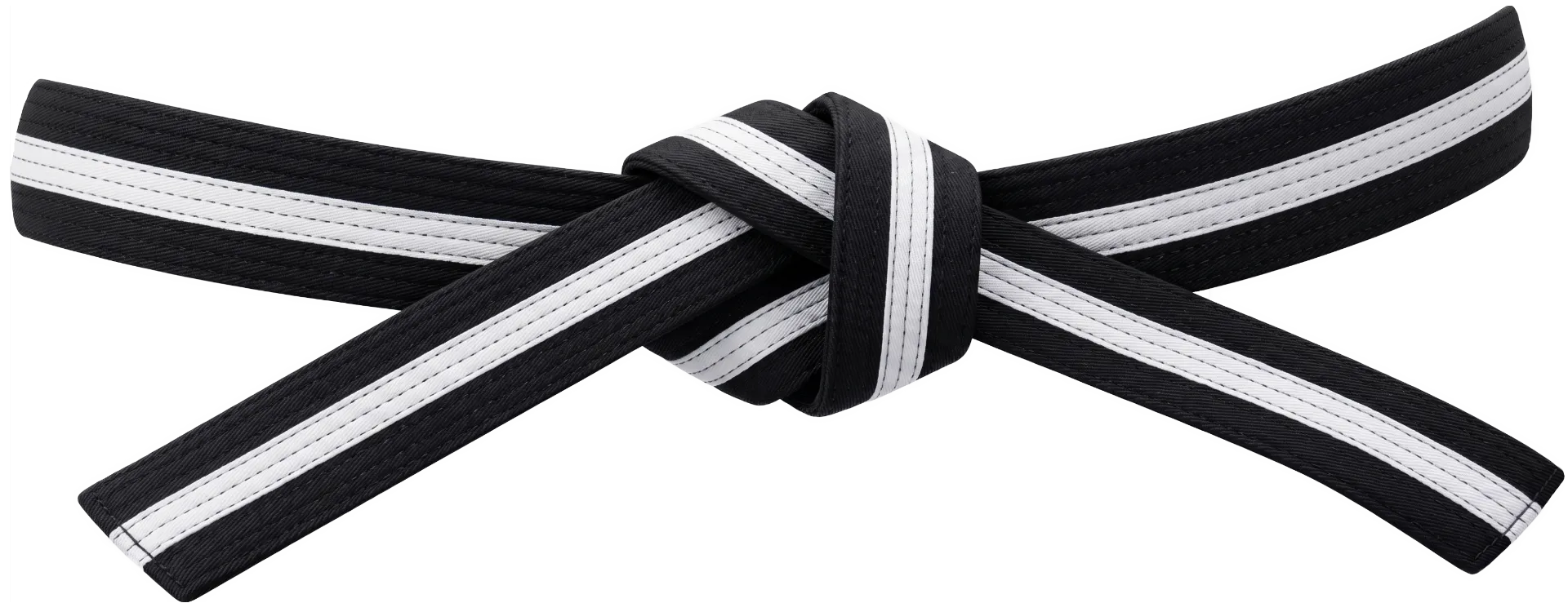 1st Poom Taekwondo belt in red-black with a white stripe for junior masters.