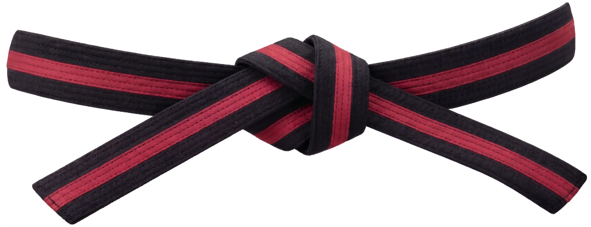 3rd Poom Taekwondo belt in red-black with three red stripes.